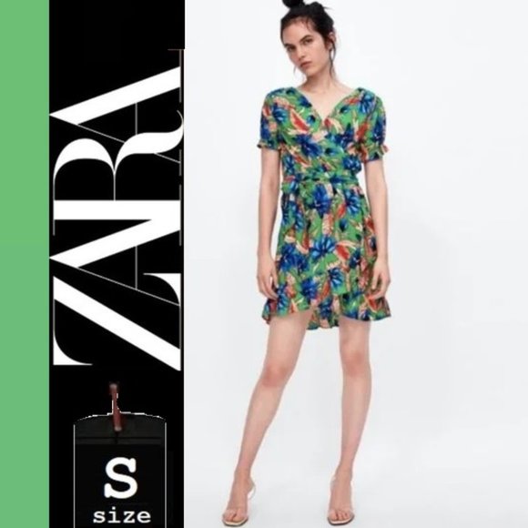 Zara Dresses Zara Wrap Dress Green Poshmark